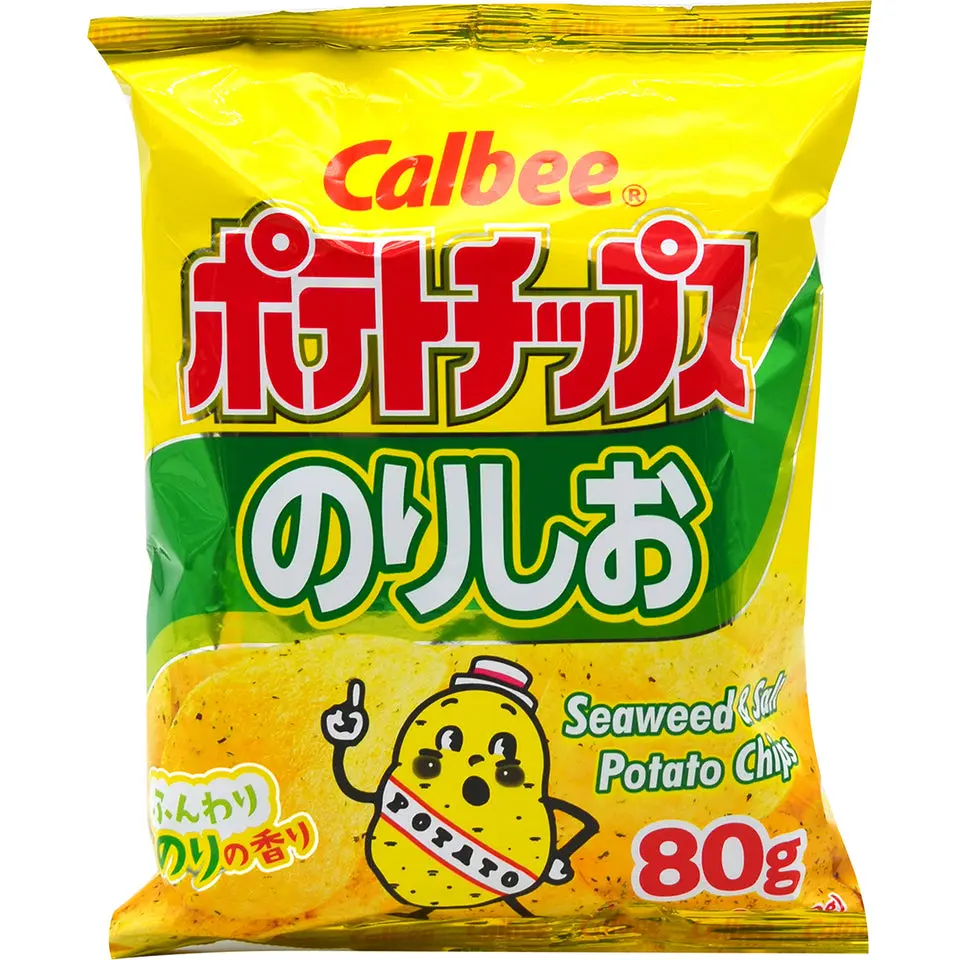 Calbee Potato Crisps, Salt & Seaweed Flavor Savory Snack, Made with Potatoes & Sea Ingredients, Room-Temperature Storage Suitable Calbee Potato Crisps, Salt & Seaweed Flavor Savory Snack, Made with Potatoes & Sea Ingredients, Room-Temperature Storage Suitable