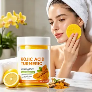 Turmeric and Kojic Acid Cleansing Pads, Exfoliating Facial Pads for Acne and Dark Spots, Cleanser for Radiant Sensitive Skin