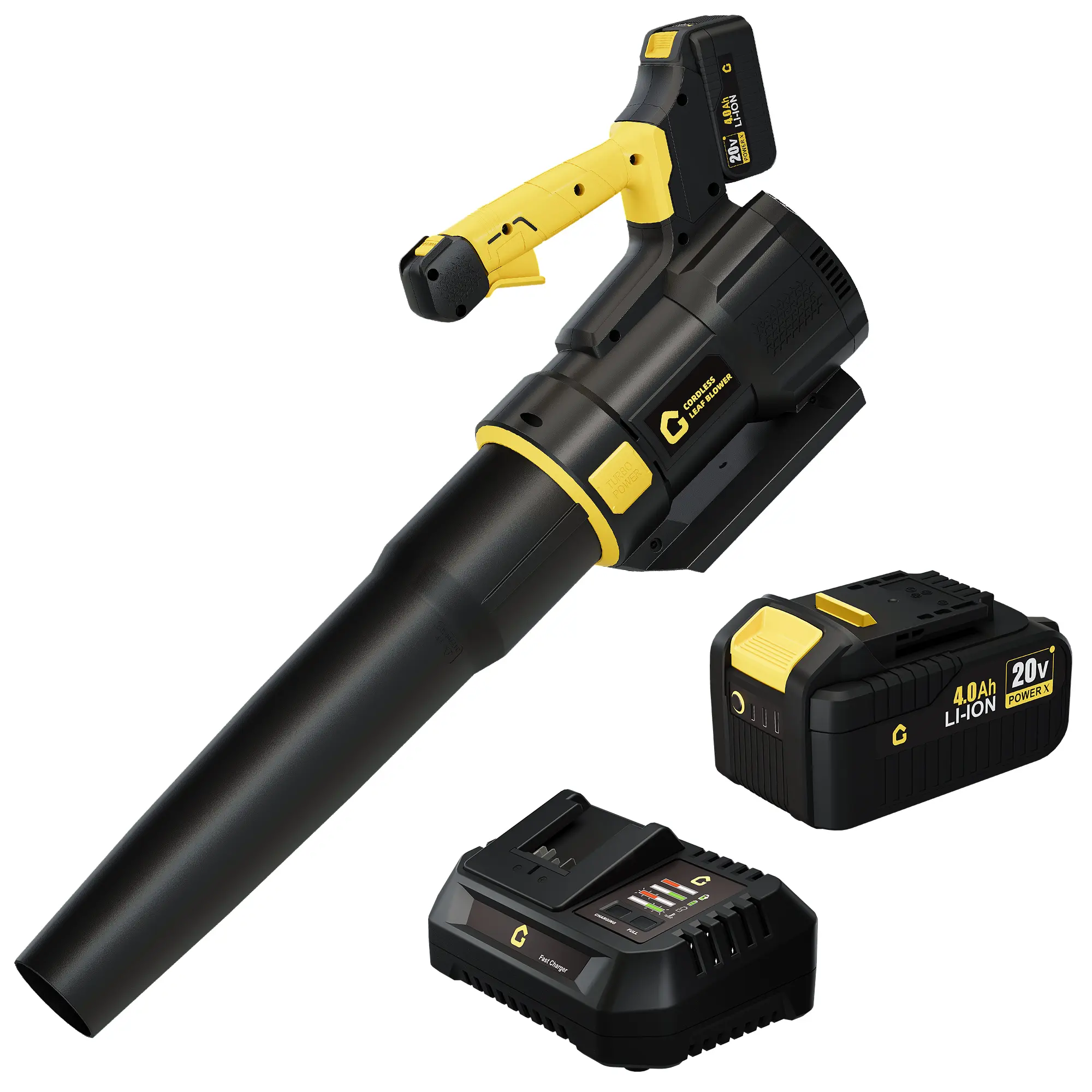 High-Power Wireless Leaf/Snow Blower 20V – Brushless Motor, 650CFM 200MPH, Adjustable-Speed, Lightweight, 4.0Ah Battery & Charger Included, Patio, Yard, Garden – Black + Yellow (PT 108 U)