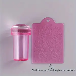 French Manicure Transfer Tool Kit with Stamp & Scraper, Nail Stamp Tips, Easy Odorless Design Transfers, Suitable for Hands, Feet and Nail Art Accessories, Nail Art Tools