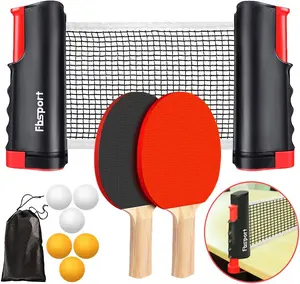 FBSPORT Ping Pong Paddle Set, Portable Table Tennis Set with Retractable Net, 2 Rackets, 6 Balls and Carry Bag for Indoor/Outdoor Games