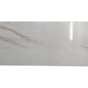 TRCD-CLG-Gloss Siena White Greyish Oro  Brownish 12x24 Calacatta Marble Look Porcelain Gloss Shiny Floor Wall Tile ()