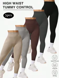 These women's yoga leggings feature a seamless, skin-friendly design with a soft texture. They offer tummy control, butt-lifting, and slimming effects, making them an ideal choice for daily wear, yoga, running, and leisure activities.