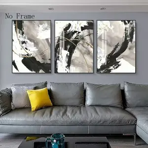 3pcs Modern Abstract Art Marble Black White Grey High Definition Canvas Mural Painting Living Room Bedroom Home Decoration Frameless Hanging Poster