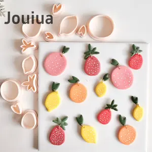 2pcs/set Fruits Series Cutting Molds Lemon Tangerine Strawberry Shape Polymer Clay Cutters Soft Pottery Clay Molds for DIY Earring Making