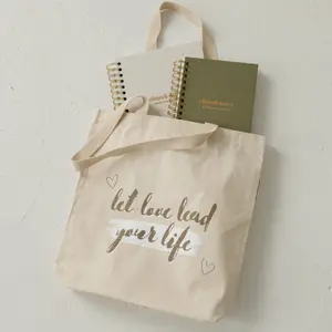 Let Love Lead Your Life Tote Bag - Organic Cotton - Inspirational Quote Bag - Bible Verse Inspired - Aesthetic, Stylish, and Modern - Christian Merch - Women's Handbag Gift Idea - Eco-Friendly & Water-Based Ink - Casual Style