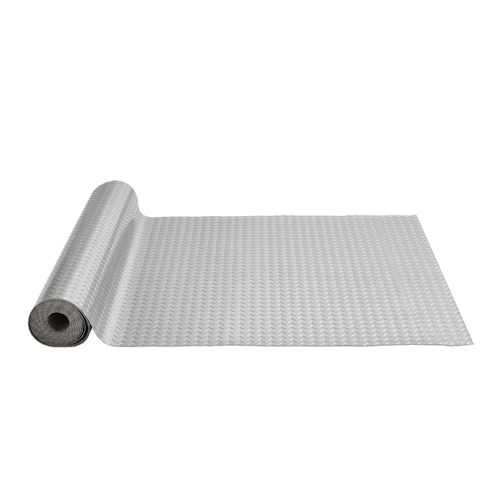 【summerfinds】VEVOR Garage Floor Mat, 228.35 x 59.05 inch PVC Garage Flooring Roll, Non-slip Diamond Texture, 93.65 sq.ft Covering Space, Garage Mats for Under Cars, for Gyms Boats Car Trailer, Silver
