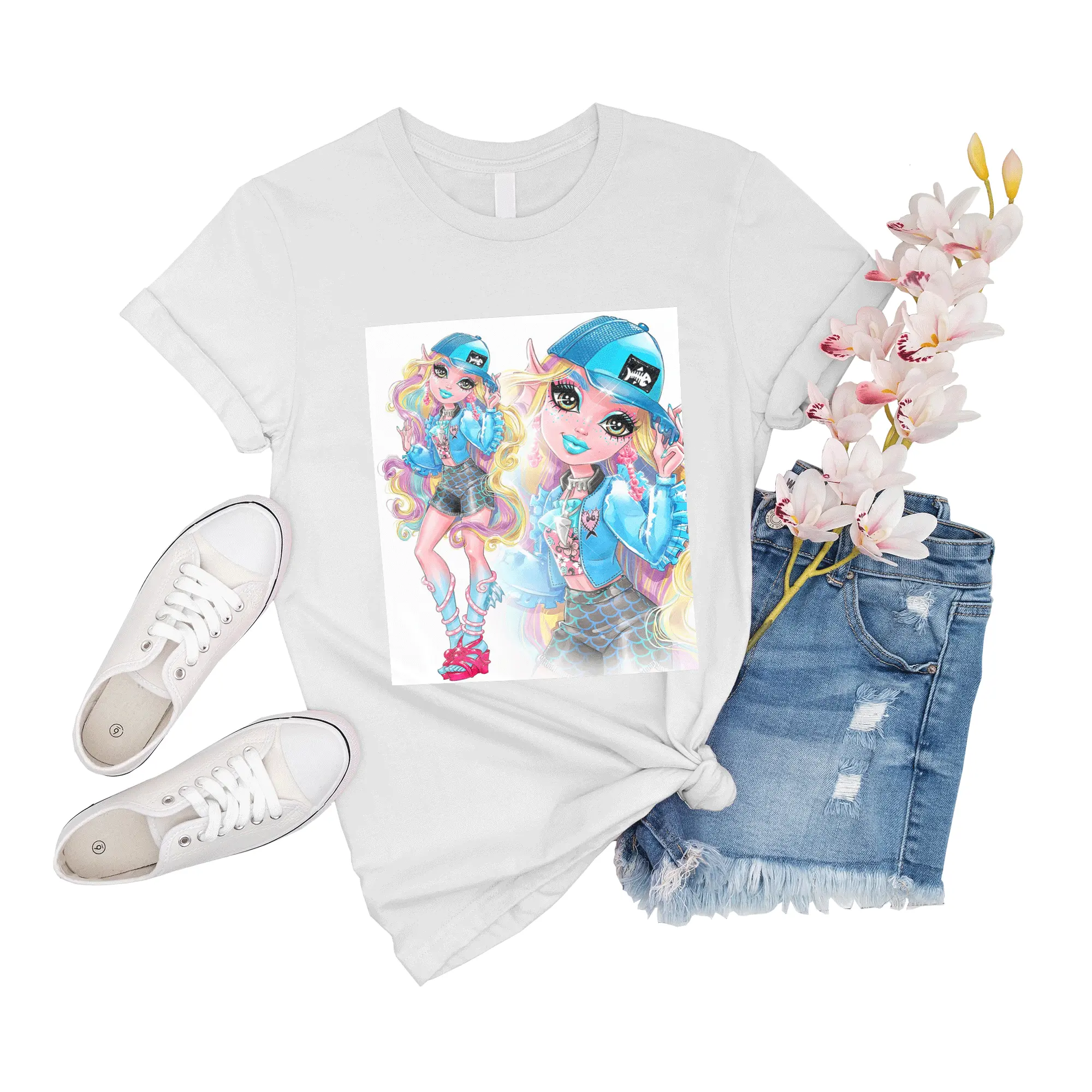T-Shirt Women Draculaura Monster High Lagoona Blue Girl Boy Event Big Women Shirts Novelty Sleeve Tee Friend Short Family