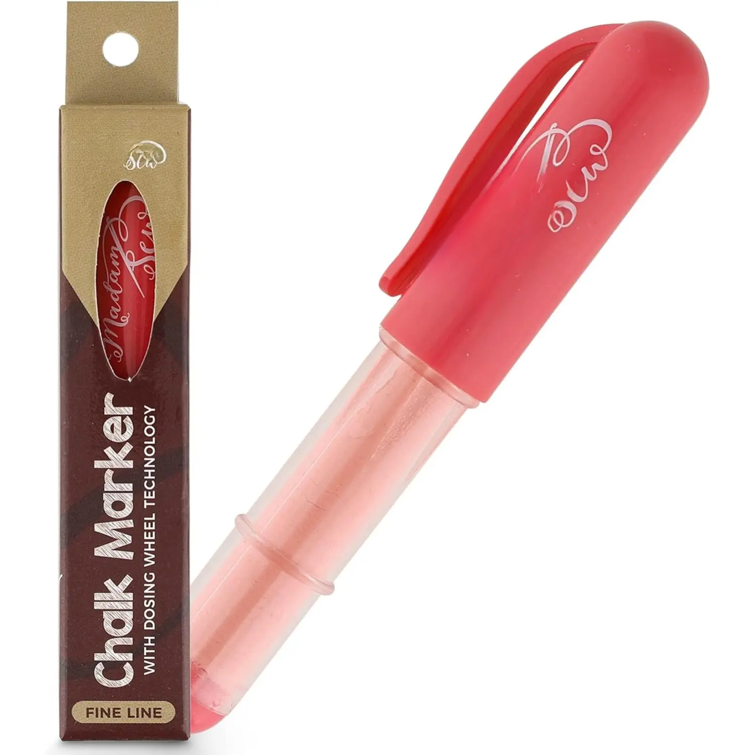 Fabric Chalk Markers for ing & Quilting | Refillable Tailors Chalk for Fabric Marking with Dosing Wheel | ing Chalk for Fabric Ideal for Marking on Cotton, Knit, Suede [Red]