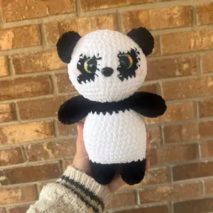 Handmade crochet angry panda plushie