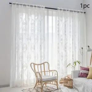 1pc vintage curtains elegant woven lace mirror flower curtain, a retro embroidered sheer door curtain, for the balcony, office, living room or home decoration. Foldable Window Cover