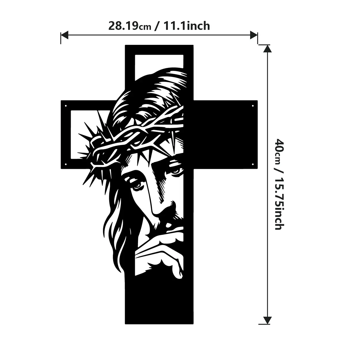Jesus Crown of Thorns Cross Metal Wall Art, Christian Religious Home Decor for Christianity-Focused Spaces, Outdoor Fun-Inspired Inspirational Decor,summerwins Ornaments Decorative