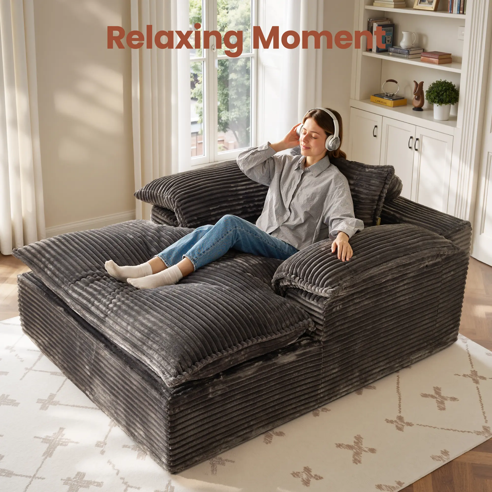 Grey Dual Layer Extra Thick Plush Corduroy