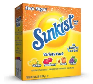 Sunkist Soda Variety Pack, Singles To Go Orange, Strawberry, Grape and Peach (30 Total Sticks)