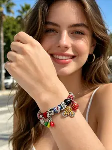 Retro DIY Stranger Things Inspired Multi-Pendant Beaded Bracelet, Heart Charm Bracelet, Strange Colorful Charm Trendy Jewelry, Aesthetic Fan Gift, Friend Gift, Special Bff Gift, Interest Gift