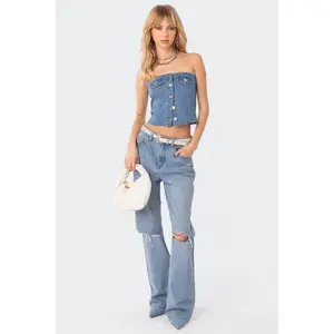 River Denim Strapless Top