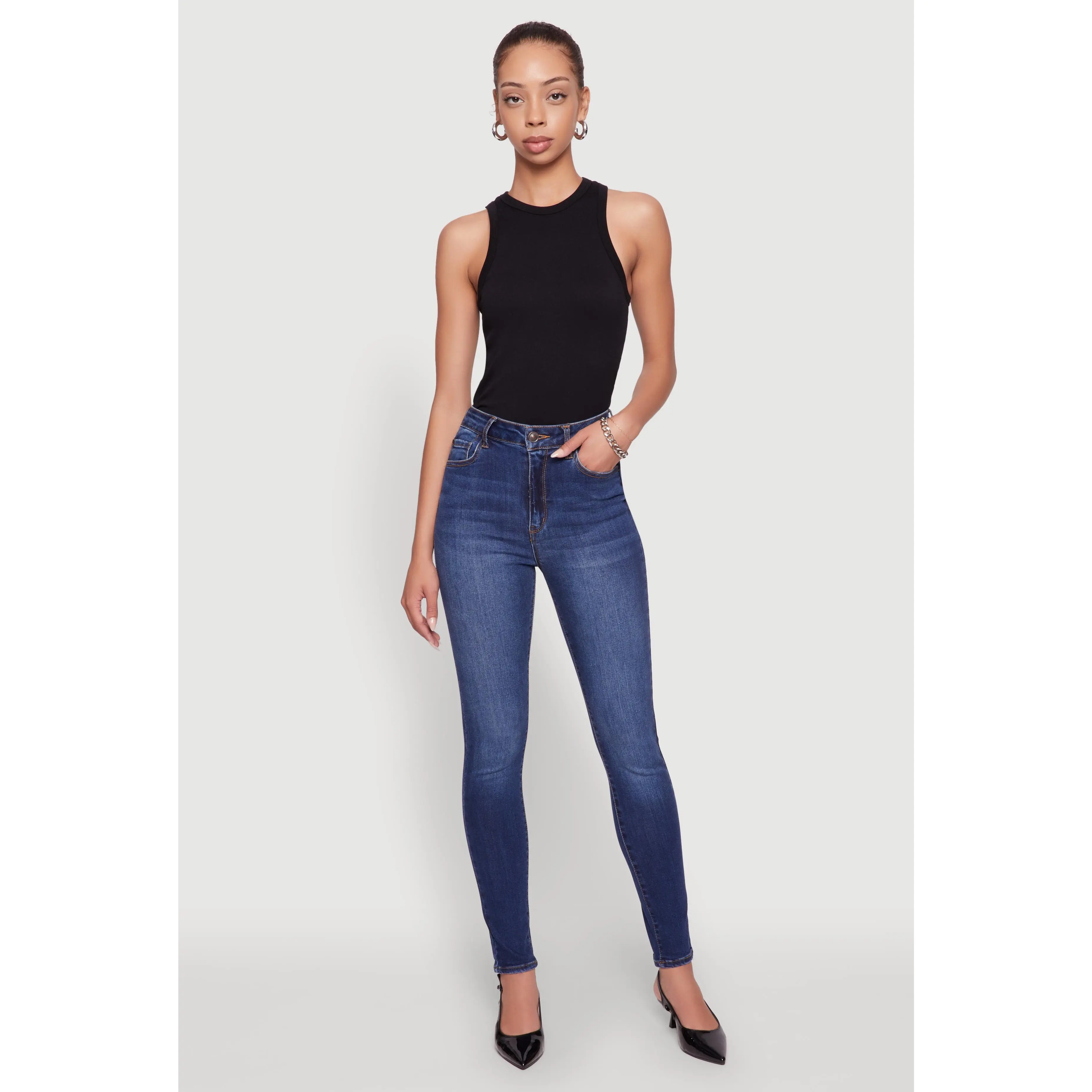 WAX Whiskered Rolled Cuff Skinny Jeans