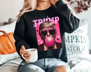 Donald Trump Sweatshirt, Trump Pink Sun Glasses, Trump Bubble Gum Tshirt, Bubblegum Trump Sweatshirt Funny Trump Sweater