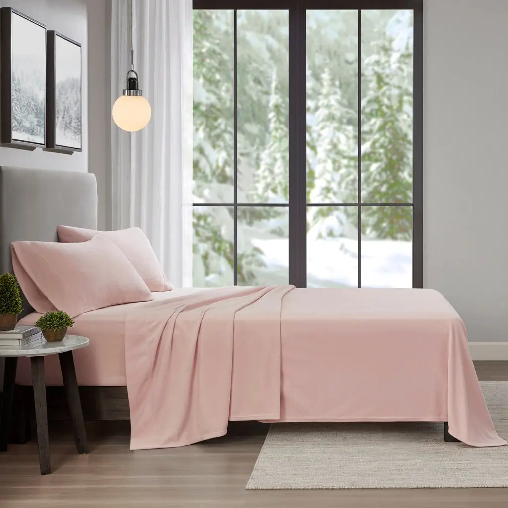 True North by Sleep Philosophy TN20-0522 66 x 96 x 0.13 in. Micro Fleece Sheet Set, Blush - Twin Size