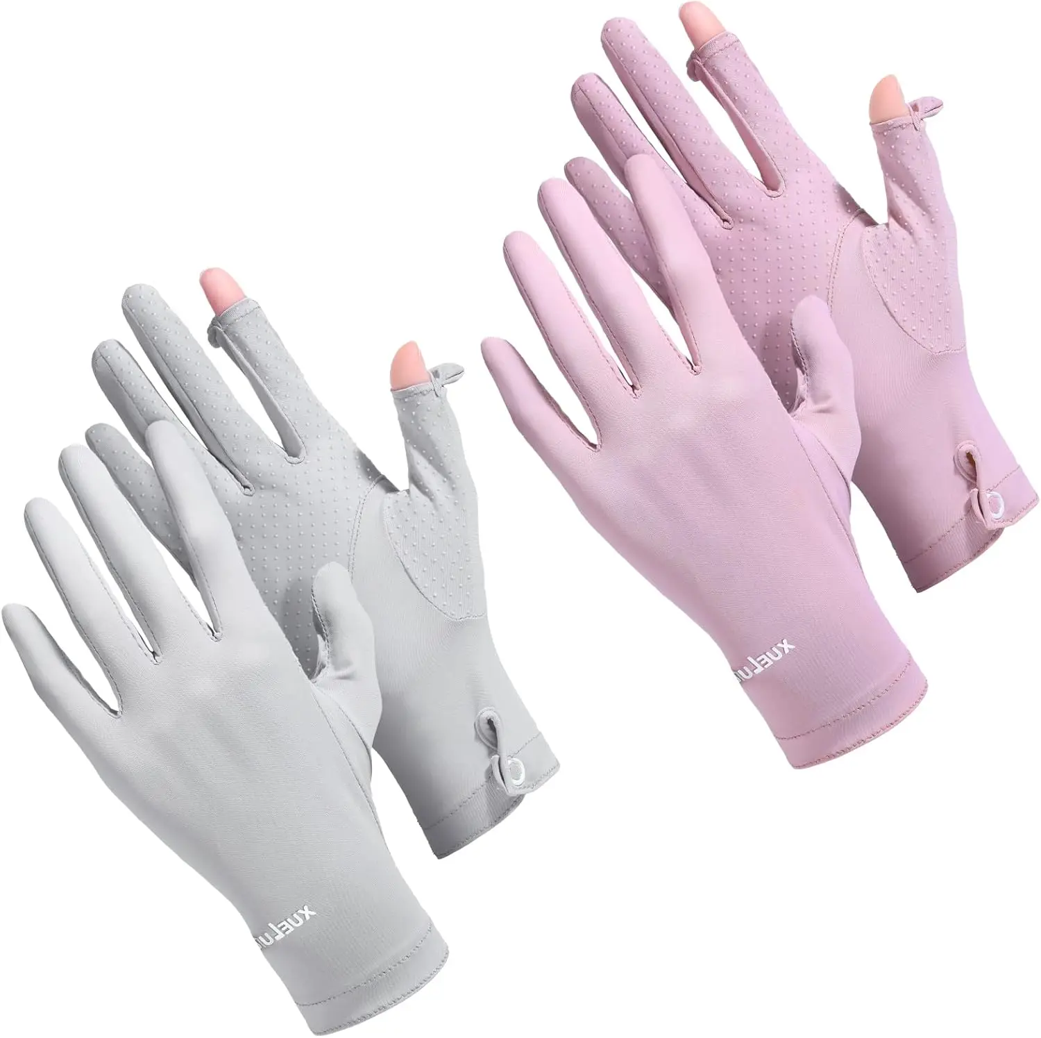 Women's 2-Pack UV Protection Driving Gloves - Full Finger, Touchscreen, Non-Slip, Breathable, Comfortable, Female Adults, Biking, Fingertip Openings, Summer Outdoor Use, Slip On, 23 Cm Length