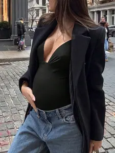 SAMT Noir Spaghetti String Future Parent Bodysuit Layering Essential Y2K Fashion