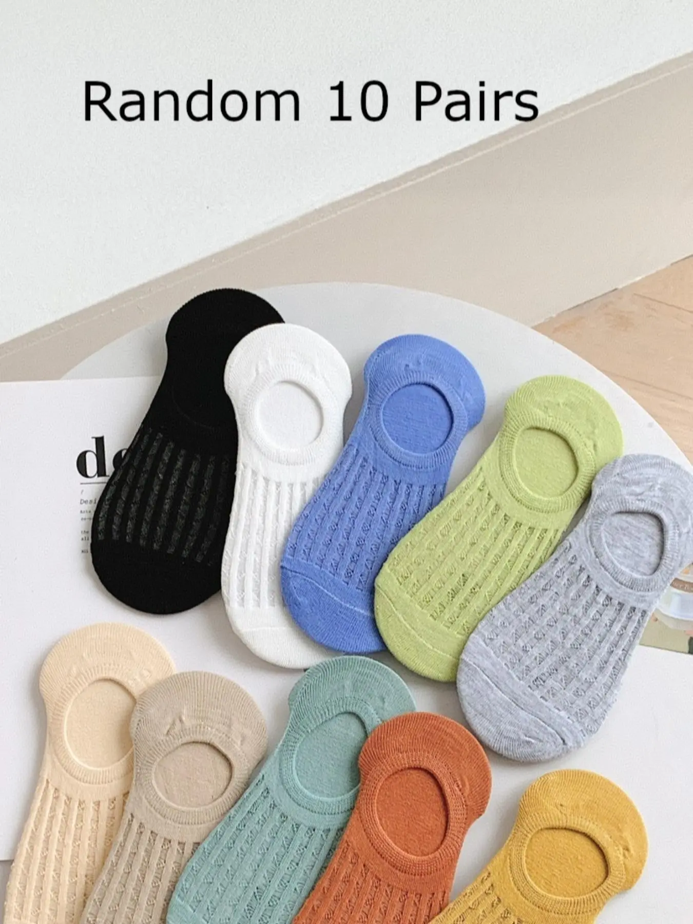 10 Pairs Women's Casual Summer Thin Lightweight Invisible Socks, Silicone Anti-Slip Mesh Design, Breathable Non-Visible Socks, Comfort Fit