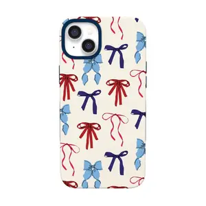 Casely iPhone 13 Case | American Girlie | Red White & Blue Bows | Bold Protective Design | Compatible with MagSafe