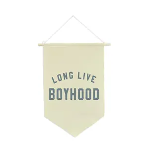 1pc, Long Live Boyhood 8, Banderole Flag, Burgee Flag, 12*18in (30*45cm), Single Sided Printing, Sleeve Flag with Stick, for Indoor, Outdoor, Party, Activities, Room, Dorm, Man Cave, Decoration