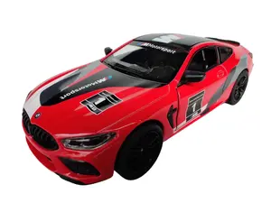 KINSMART BMW M8 Competition Livery Edition 1:38 Scale 5" Diecast Model Red Color Officially Licensed Pull Back and Go Action Openable Doors