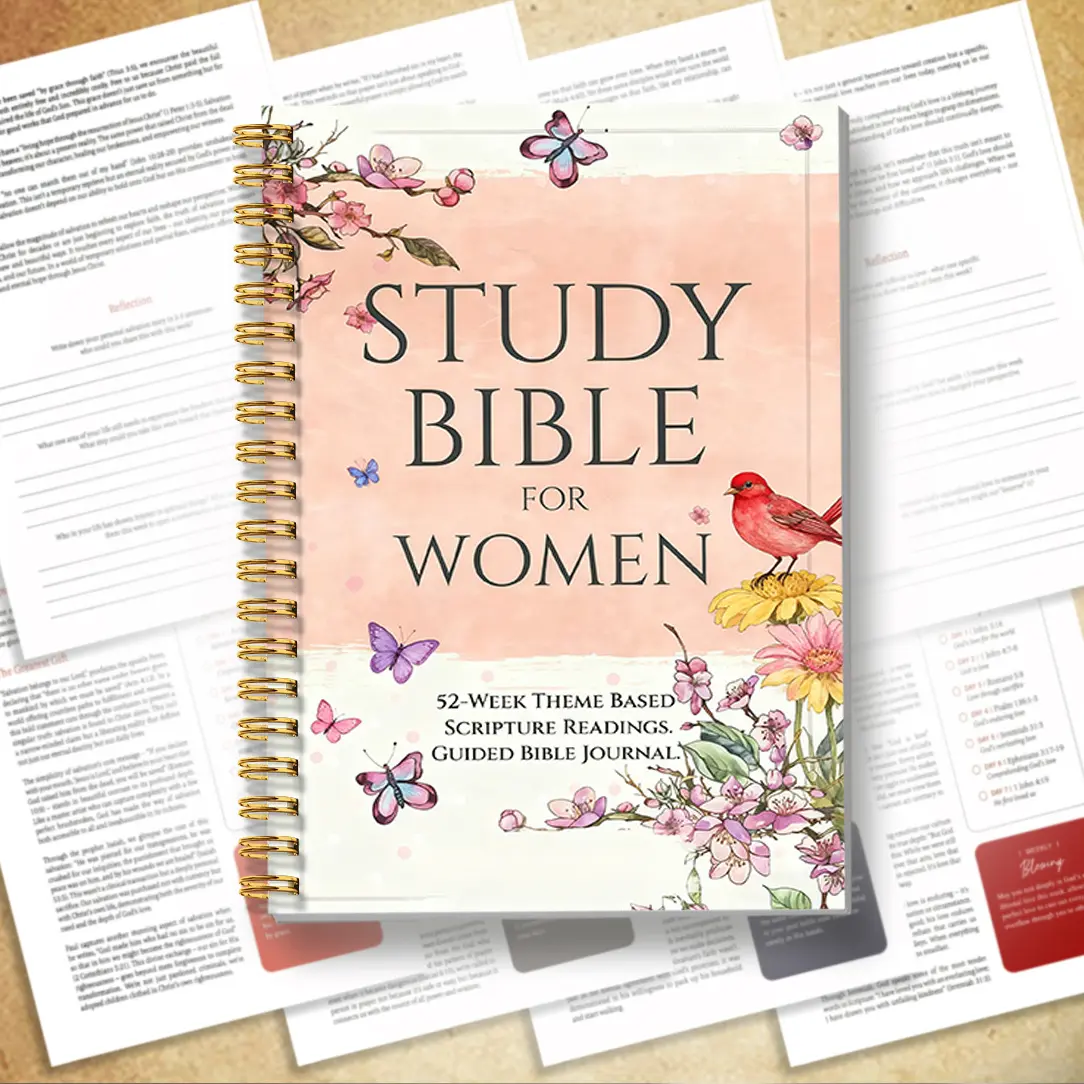 1 52-Week Bible Devotional Diary Spiral Notebook, Bible Study Journal, A Personal Affairs Management Tool, The Inner Page Integrates 52-week Devotional Themes, Weekly Verses, and Horizontal Line Reflection Areas, Designed for Believers