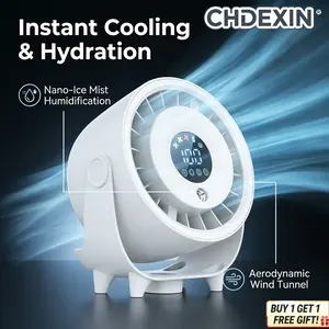 2026 Upgraded Desktop Fan Quiet Brushless Desk Fan With Mist Function| Wall-Mount Office Cooling Fan Random Plush Gift Not For Sale 30-Day Warranty Coverage (Not For Sale)