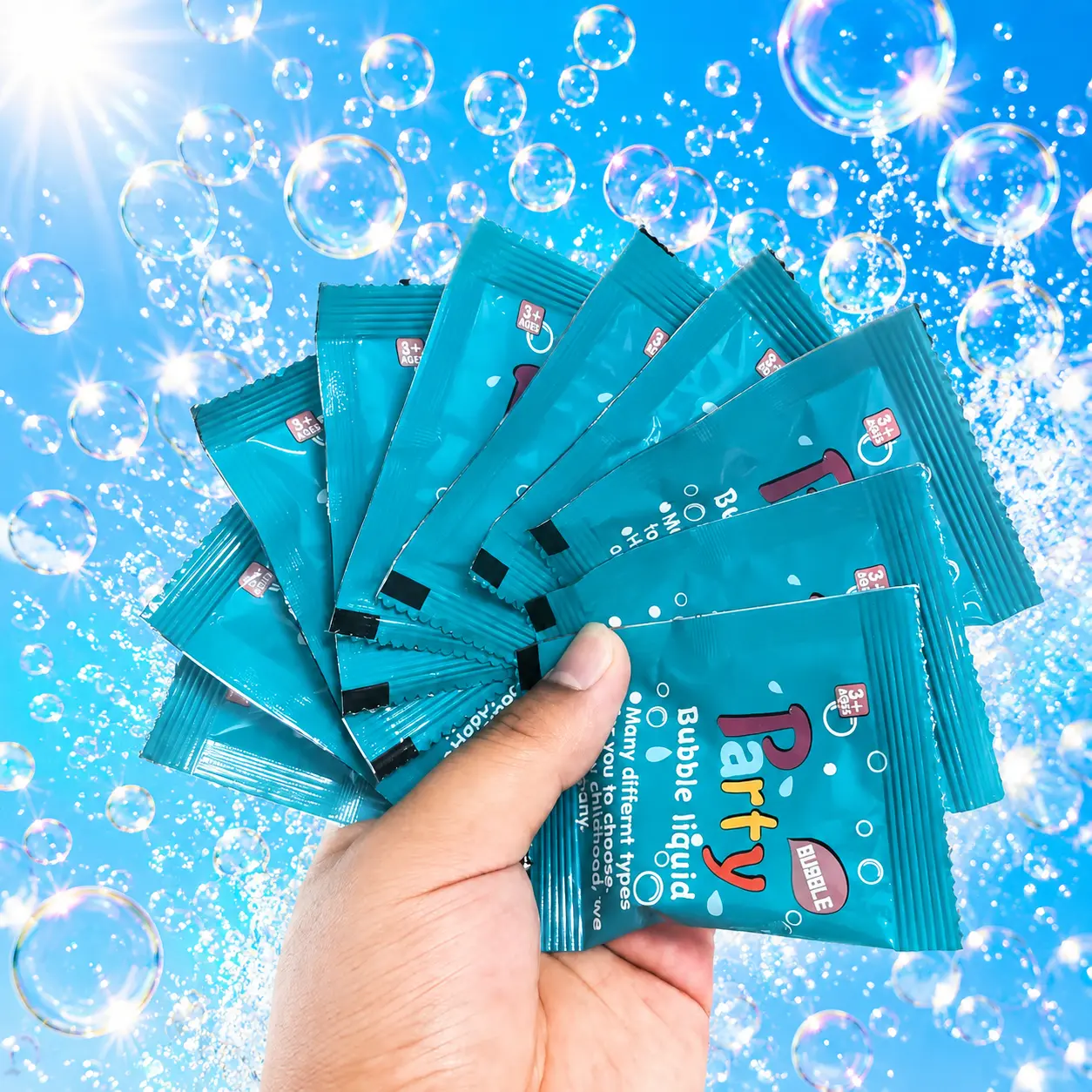Bubble Solution Refill 10-Pack, Concentrated Bubble Liquid Packets for Bubble Machine Gun, Portable 10ml Pocket Bubble Water for Kids Outdoor Party Favors