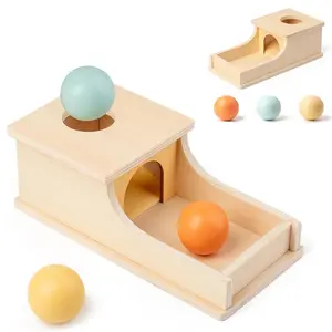 1 Box of Montessori Wooden Drop Ball Toy for Babies Aged 6-12 Months, Develops Fine Motor Skills & Hand-Eye Coordination, Early Learning Educational Tool