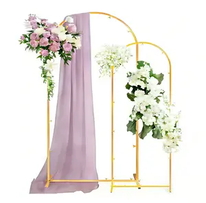 2pcs of Wedding Arch Backdrop Stand, Gold Metal Arch Backdrop Stand, Balloon Arch Stand for Outdoor/Indoor Wedding Ceremony Birthday Party Graduation Decoration,Gold (7.2FT/6FT)
