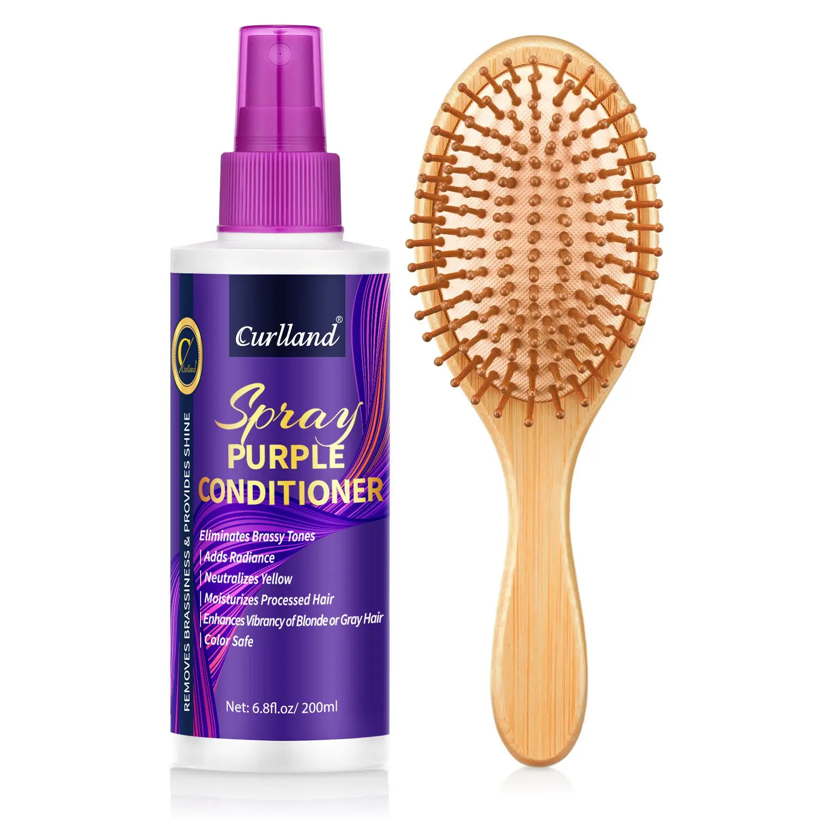 Purple Leave-In Conditioner Spray Repairs Blonde & Gray Hair Strengthens Dry Damaged Strands Lightweight Non-Sticky Formula