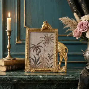 11pc Giraffe Frame Set, Resin Hand-Painted Decorative Photo Frames, Indoor Tabletop Decoration, Home & Holiday Decor