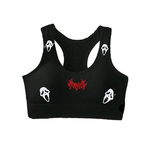 Women's Ghost Face Soft High Stretch Polyester-Female Sports Bra - 10% Elastane Wrap Fitness Bra for Gym, Hiking