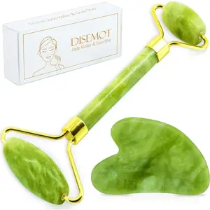 Jade Roller & Gua Sha Facial Tools -  Natural Anti-Aging Jade Beauty Skin-Care Tool Face Roller to Rejuvenate Facial Skin Cooling, Slimming & Firming, Great as Stocking Stuffers