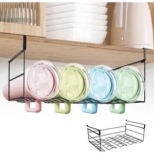 Water Bottle Organizer for Stanley 40 oz Tumbler with Handle, Hanging Under shelf Storage Basket for Owala  Cup, Cabinet Pantry Kitchen Organizers and Storage, Stanley Cup Accessories