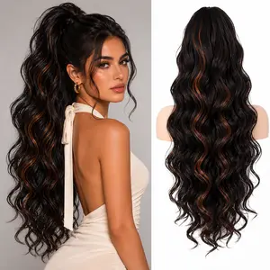 NOKOARI 28-In Synthetic Claw Clip Ponytail Extension, Long Wavy Natural Hairpiece for Daily Wear & Outdoor Activities