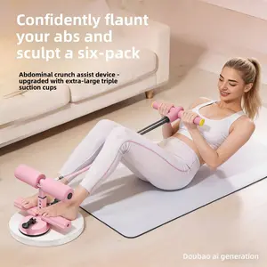 Abdominal Crunch Helper with Handle and Dual Suction Cups, Strong Suction Waist Trainer for Core Sculpting, Unisex Home Fitness Equipment