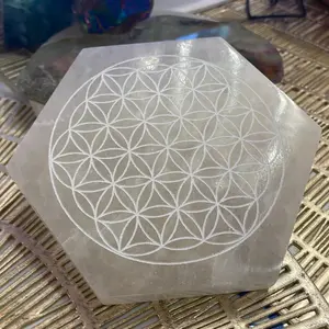 Selenite plate With Flower of Life