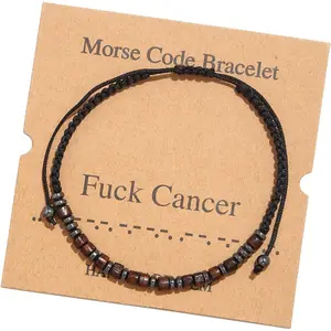 Morse Code Bracelet,Vintage Promise Distance Friendship Bracelets Hand Made Beads String Rope Bracelet for Women Men Friend Couples