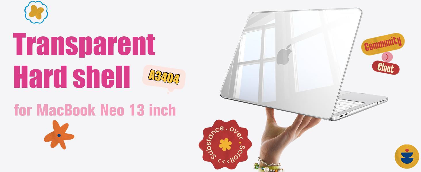 Fintie Snap-On Case for MacBook Neo 2026 (Model A3404), Ultra-Slim Clear Cover for MacBook Neo (A18 Pro Chip), MacBook Neo Protection