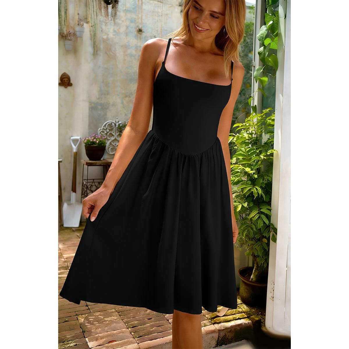 HYZ Women's Spaghetti Strap Maxi Dresses Sleeveless Summer Dress Long Casual  Beach Sundresses