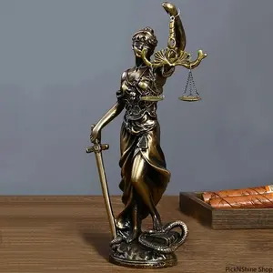 European style creative retro home imitation copper goddess of justice ornament decoration living room office desk ornament 1PCS