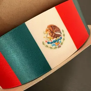 1.5” (4cm) Mexican Flag Satin Ribbon - 50 yards