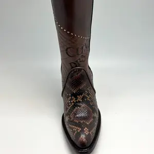 Cuadra-Tall engraved brown exotic boot (Mujer)