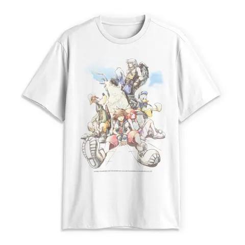 Kingdom Hearts Men's Short-Sleeve Final Mix Box Art Character Group Graphic Print T-Shirt, Menswear T-Shirt