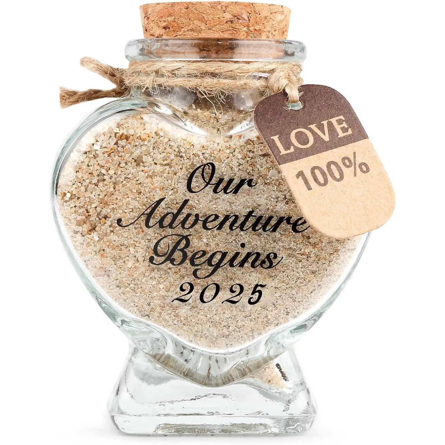 Honeymoon Sand Keepsake Jar - Our Adventure Begins 2025 - Honeymoon Souvenir  for Newlywed-Travel  Ideas for Bride or Newlywed Couple. (Our Adventure Begins)
